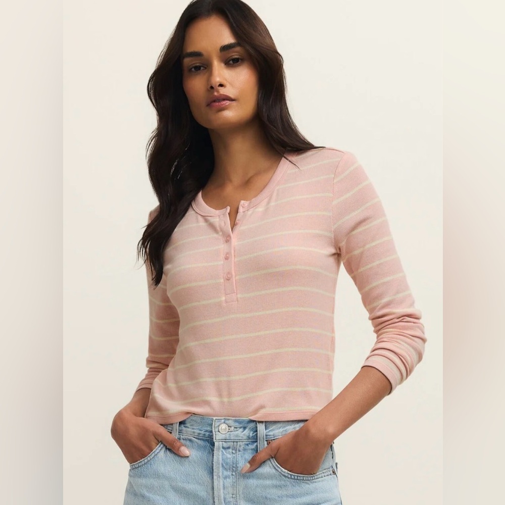 Z supply Ferris Henley striped top washed pink - Picture 2 of 3